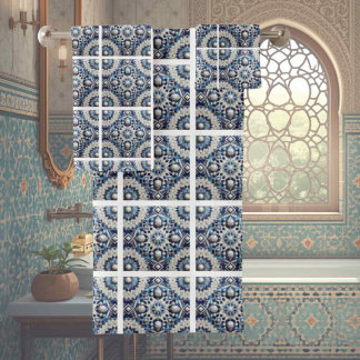 Traditionelle Eleganz | Blaue und weiße marokkanis Badhandtuch Set