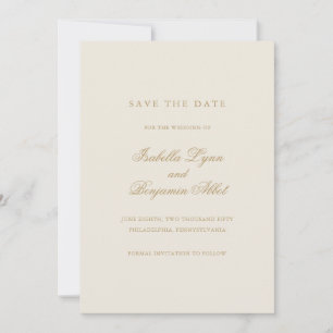 Traditionelle Elfenbein-Hochzeit mit formaler Eleg Save The Date