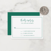 Traditionelle Emerald Green Mini Wedding RSVP Kart Mitteilungskarte (Vorderseite/Rückseite Beispiel)