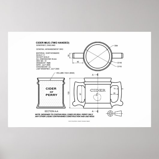 Traditionelle Englische Cider-Tasse Poster (Vorne)