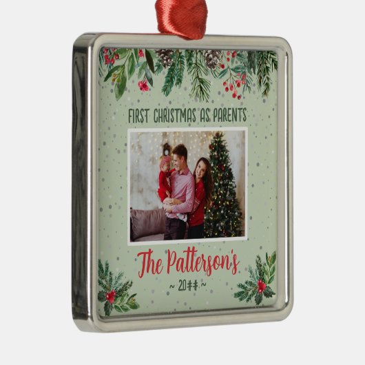 Traditionelle erste Weihnachten als neue Eltern Ornament Aus Metall (Rechts)
