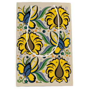 Traditionelle estnische Vintage Blumenstickerei Mittlere Geschenktüte