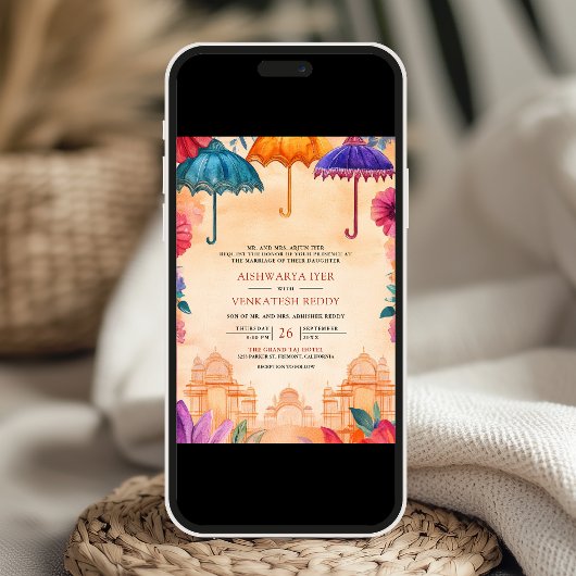 Traditionelle farbenfrohe indische Hochzeit Einladung