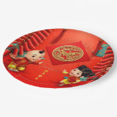 Traditionelle Feuerwehrleute Chinesisches Pferdeja Pappteller (Schrägansicht)