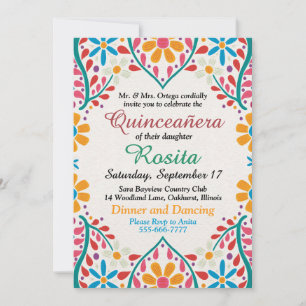 Traditionelle Fiesta Spanische Border Quinceanera Einladung