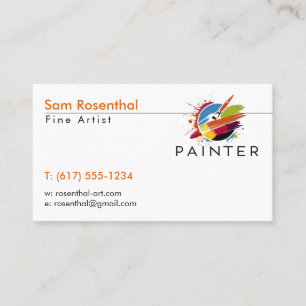 Traditionelle Fine Artist Farbpalette und Pinsel Visitenkarte
