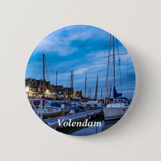 Traditionelle Fischerstadt Nachtszene Button (Vorderseite)