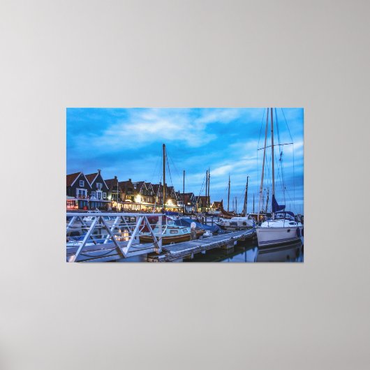 Traditionelle Fischerstadt Nachtszene Leinwanddruck (Vorderseite)