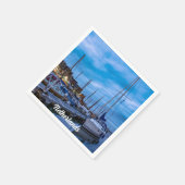 Traditionelle Fischerstadt Nachtszene Serviette (Ecke)