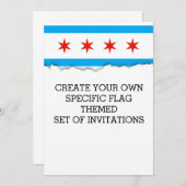 Traditionelle Flagge Chicagos Einladung (Vorne/Hinten)