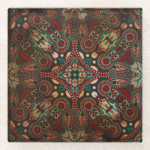 Traditionelle Floral Paisley Bandanna Grunge Glasuntersetzer