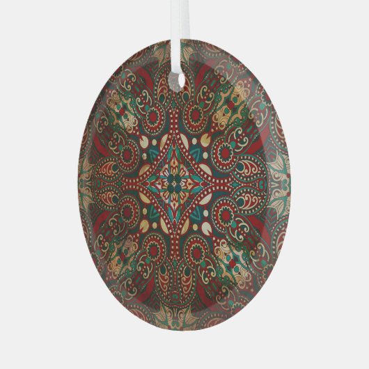 Traditionelle Floral Paisley Bandanna Grunge Ornament Aus Glas (Vorderseite links)