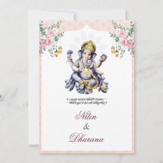 Traditionelle Florale Ganesha Indische Hochzeitska Einladung