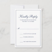 Traditionelle formale Elegant Navy Blue Wedding RSVP Karte (Vorderseite)