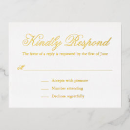 Traditionelle formale Elegant Wedding Foil RSVP Ka Folie Einladungspostkarte