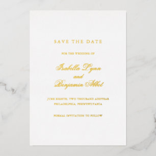 Traditionelle formale Hochzeit Save the Date Folieneinladung