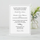 Traditionelle, formale Silberschwarze Hochzeit Einladung (Stehend Vorderseite)