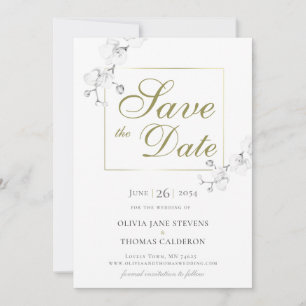 Traditionelle formelle Orchideen-Hochzeit - Termin Einladung