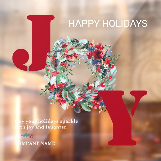 Traditionelle Freude Weihnachten Blumenkranz rot g Fensteraufkleber (Blatt 2)