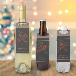 Traditionelle frohe Weihnachten Holly Berries Flaschenanhänger