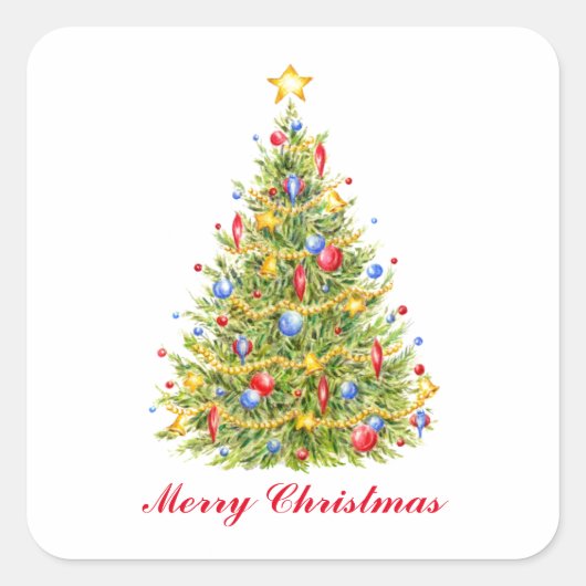 Traditionelle frohe Weihnachtsbaum Merry Stickers (Vorderseite)