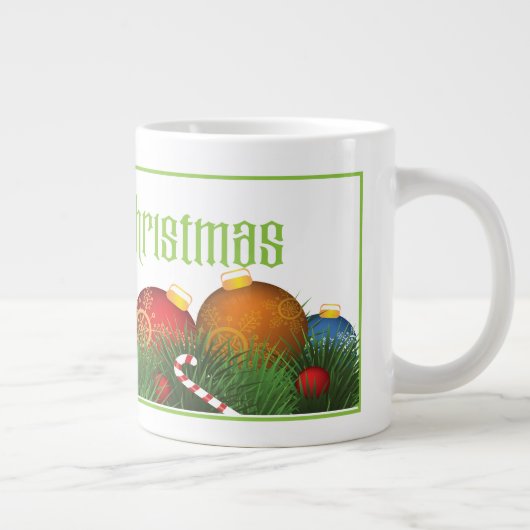 Traditionelle frohe Weihnachtsgrüße mit Ornament Jumbo-Tasse (Rechts)
