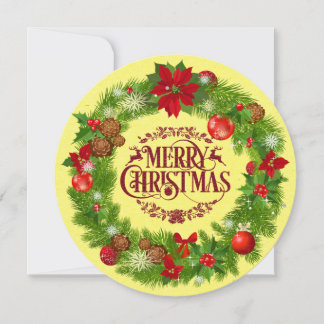 Traditionelle frohe Weihnachtskraut-Round-Flat-Car Feiertagskarte