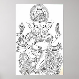 Traditionelle Ganesha-Linienkunst Poster