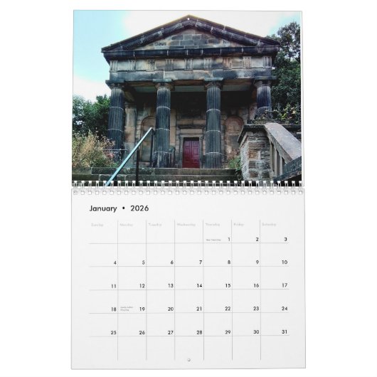Traditionelle Gebäude Englands Kalender (Jan 2026)