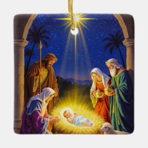 Traditionelle Geburt Heilige Familie Keramikornament