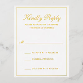 Traditionelle Gold Foil Formal Wedding RSVP Card Folie Einladungspostkarte