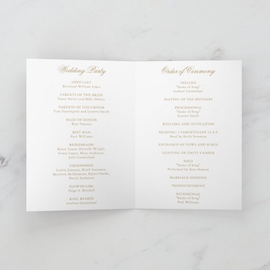 Traditionelle goldene feierliche Hochzeit Programm (Innenseite)