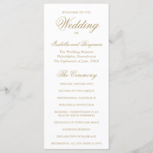 Traditionelle goldene formelle elegante Hochzeit Programm