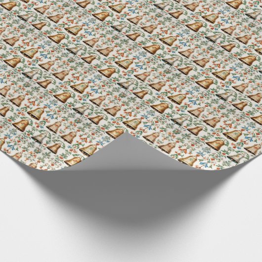 Traditionelle goldene Weihnachtsglocke Geschenkpapier (Ecke)