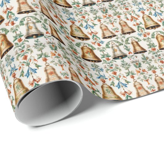 Traditionelle goldene Weihnachtsglocke Geschenkpapier (Rolleneckpunkt)