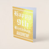 Traditionelle Goldfolie 9. Geburtstag mit Individu Folienkarte (Vorderseite)