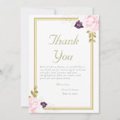 Traditionelle Goldrahmen rustikale Rose Foto Hochz Dankeskarte (Vorderseite)