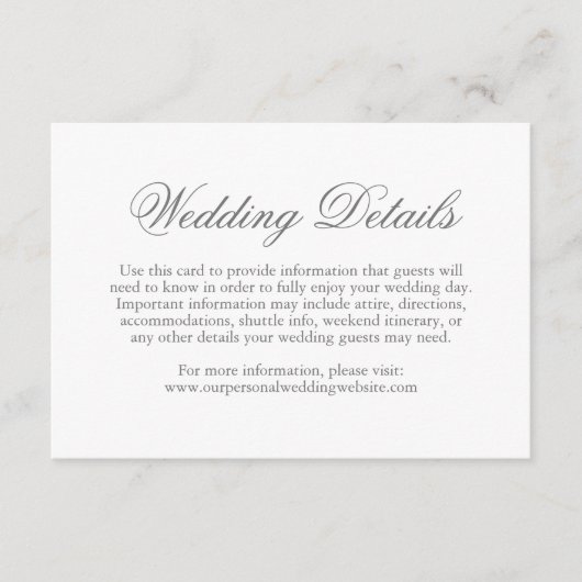 Traditionelle graue feierliche Hochzeit Begleitkarte (Vorderseite)