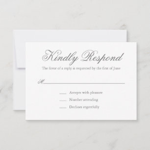 Traditionelle graue feierliche Hochzeit RSVP Karte