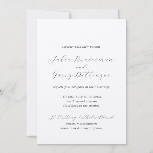 Traditionelle graue Hochzeit Einladung (Vorderseite)