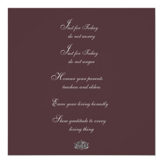 Traditionelle Grundsätze des Reiki Poster (Vorderseite)