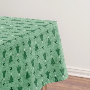 Traditionelle grüne Weihnachtsbäume und Rentiere Tischdecke