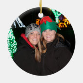 Traditionelle grüne WeihnachtsFoto-Verzierung Keramik Ornament (Hinten)