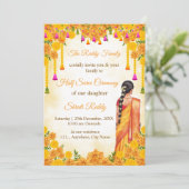 Traditionelle Half Saree Zeremonie Einladung (Stehend Vorderseite)