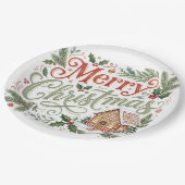 Traditionelle Handlettering-Weihnachtslebkuchen Pappteller (Schrägansicht)