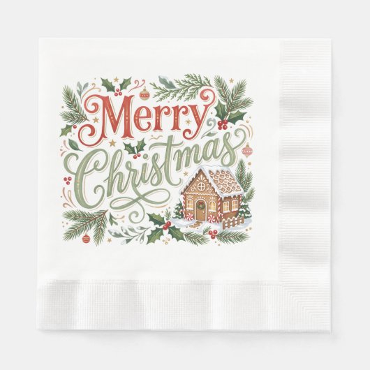 Traditionelle Handlettering-Weihnachtslebkuchen Serviette (Vorderseite)