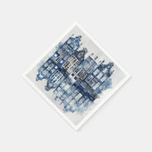 Traditionelle Häuser im Stil von Blau und Weiß Del Serviette (Ecke)