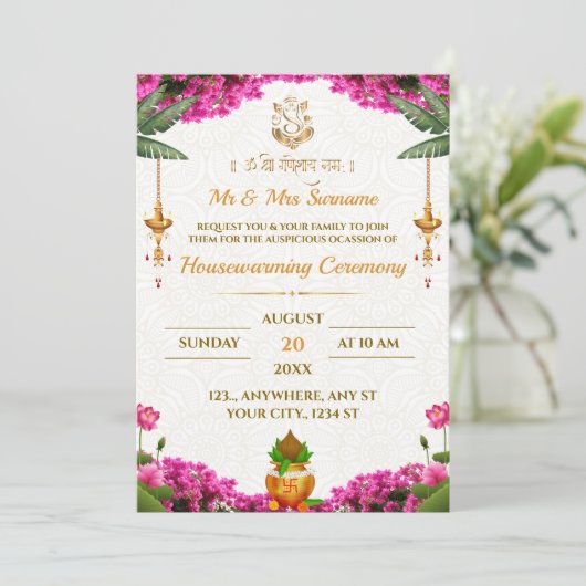 Traditionelle Hauswärmekarte Einladung (Stehend Vorderseite)