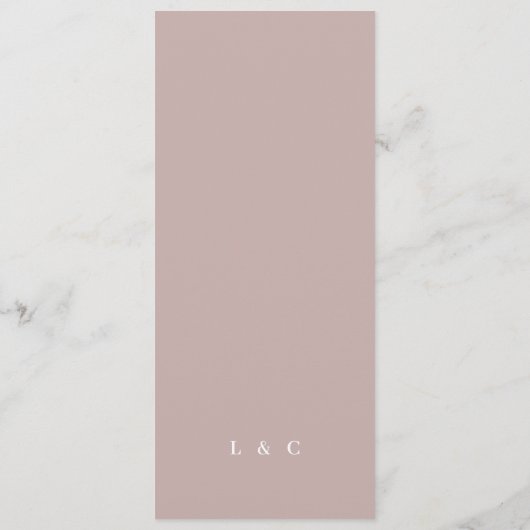 Traditionelle Hochzeit der rosa Taupe Menükarte (Rückseite)