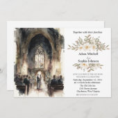 Traditionelle Hochzeit der Wasserfarbenkirche Einladung (Vorne/Hinten)